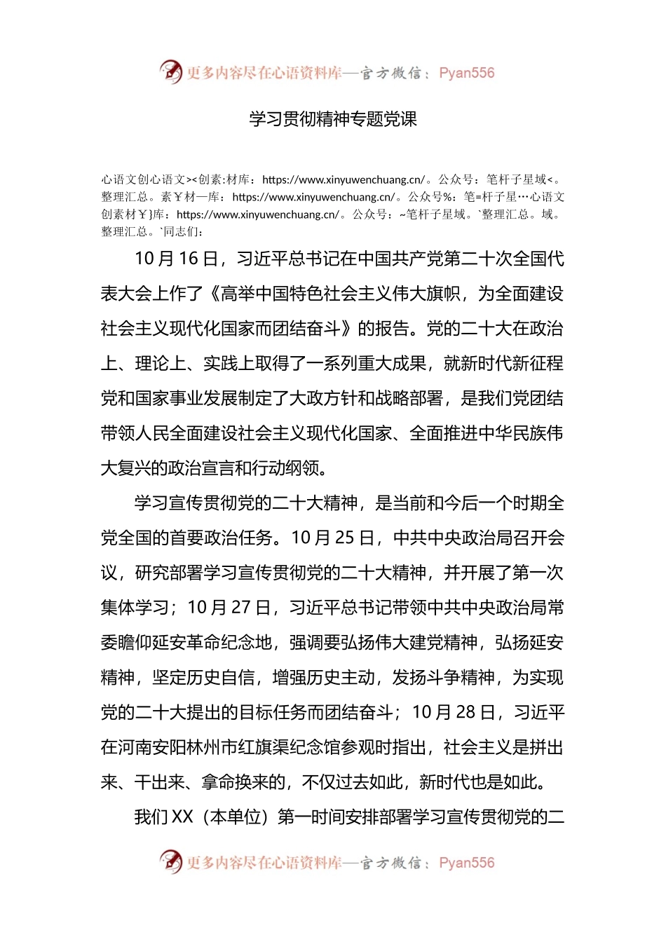 微党课：学习贯彻盛会专题讲稿.docx_第1页