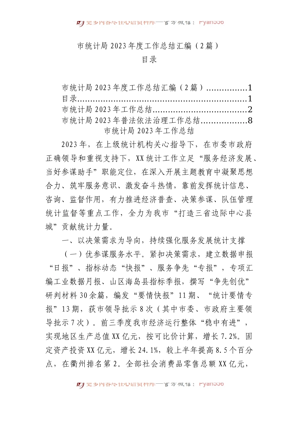 市统计局2023年度工作总结汇编（2篇）.docx_第1页