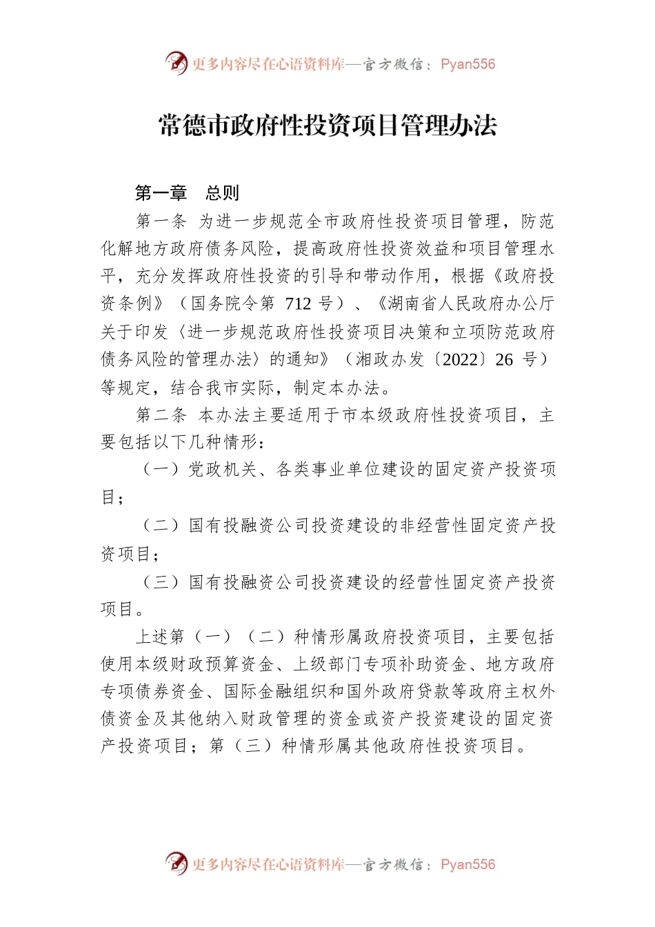 常德市政府性投资项目管理办法.docx_第1页