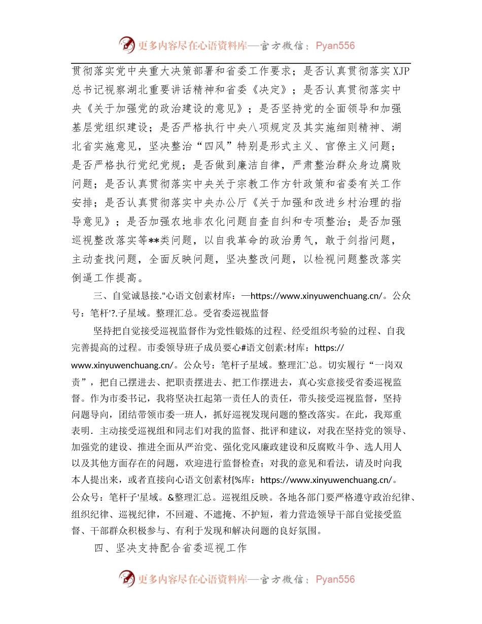 市委书记在省委巡视动员会上的表态发言.docx_第2页
