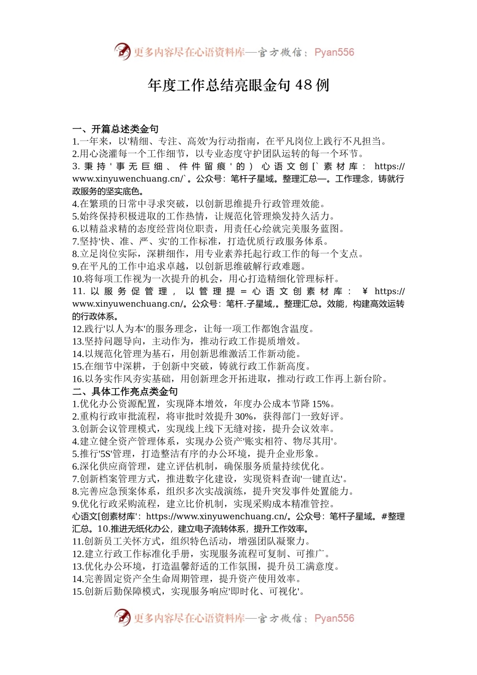 年度工作总结亮眼金句48例.docx_第1页