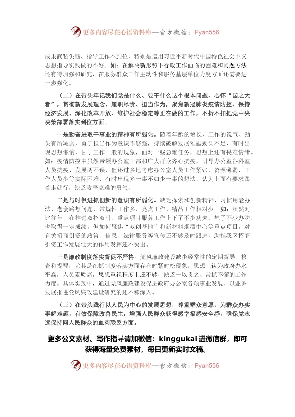 度政府办副主任党史学习教育五个带头民主生活会对照检查材料.docx_第2页