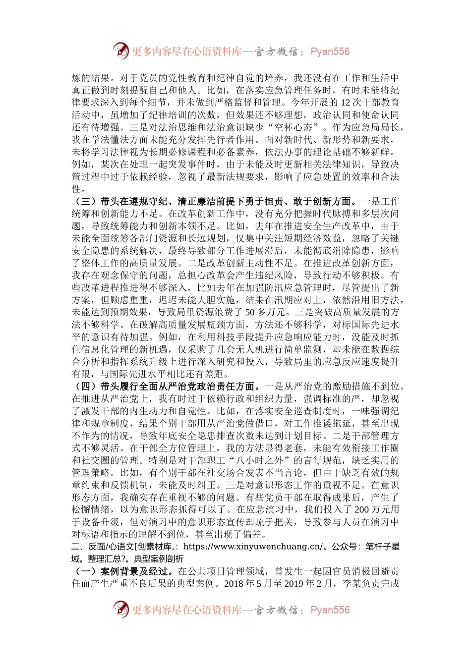 应急局局长2024年度民主生活会对照检查材料.docx_第2页