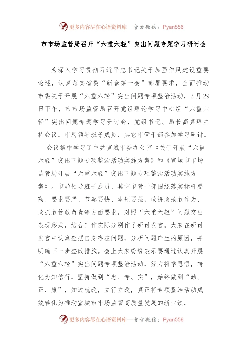 市市场监管局召开“六重六轻”突出问题专题学习研讨会.docx_第1页