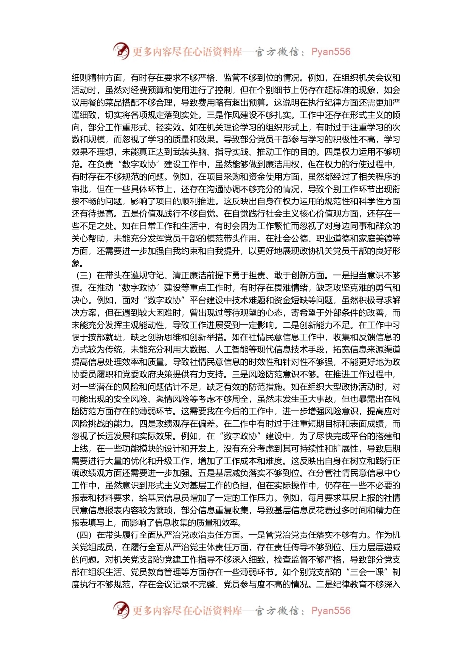 市政协机关党组成员、副秘书长关于2024年度民主生活会个人对照检视发言材料.docx_第2页
