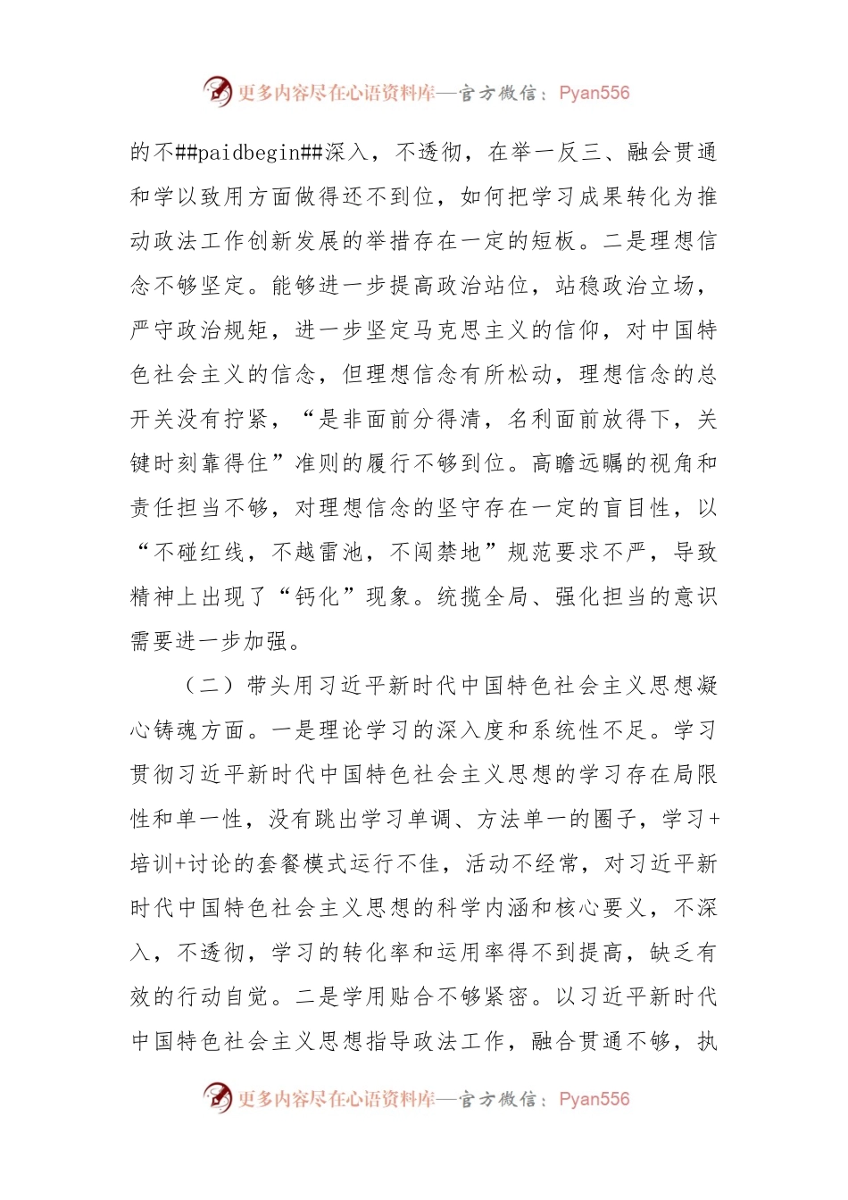 政法委书记2022年度民主生活会“六个带头”对照检查材料.docx_第2页