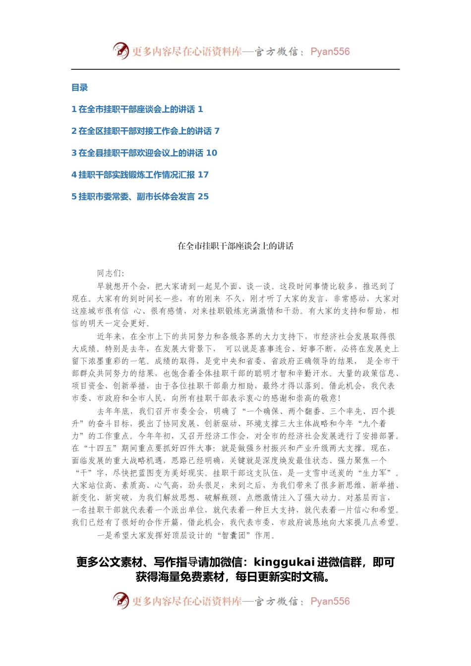 挂职干部相关讲话和发言汇编（5篇）.docx_第1页