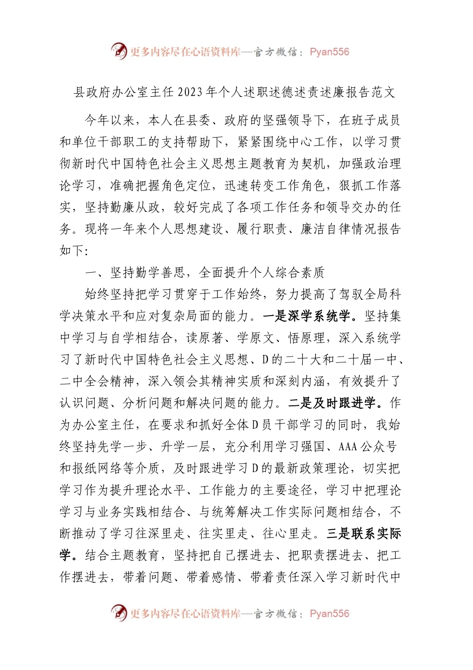 政府办公室主任2023年个人述职述德述责述廉报告工作总结汇报政.docx_第1页