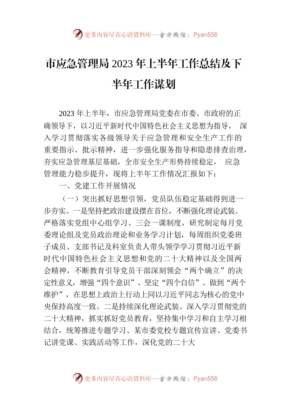 市应急管理局2023年上半年工作总结及下半年工作谋划.docx_第1页