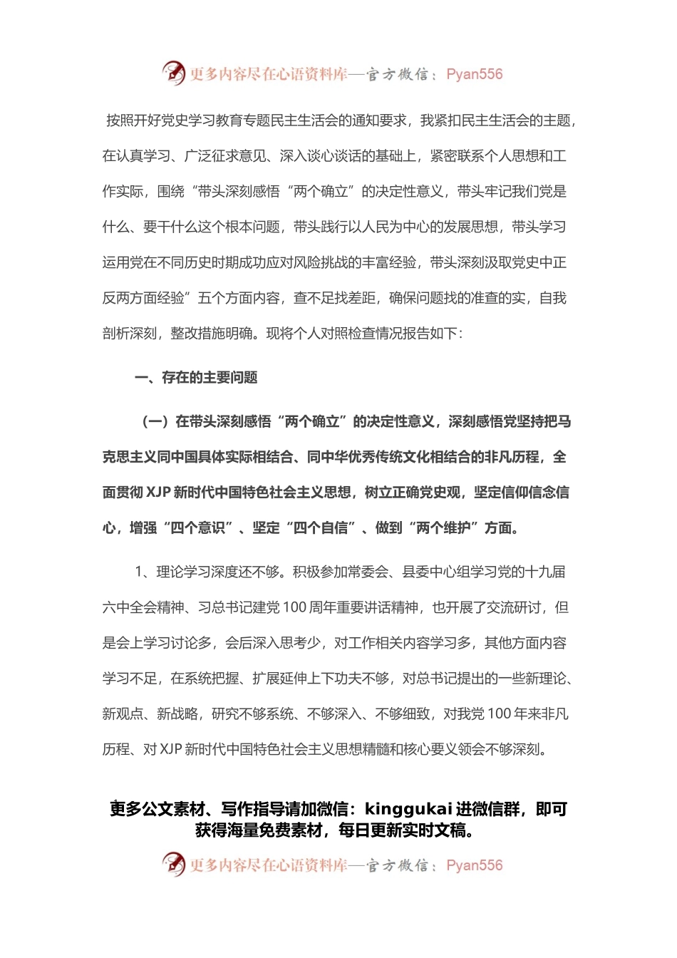政府领导专题民主生活会五个方面对照检查材料.docx_第1页