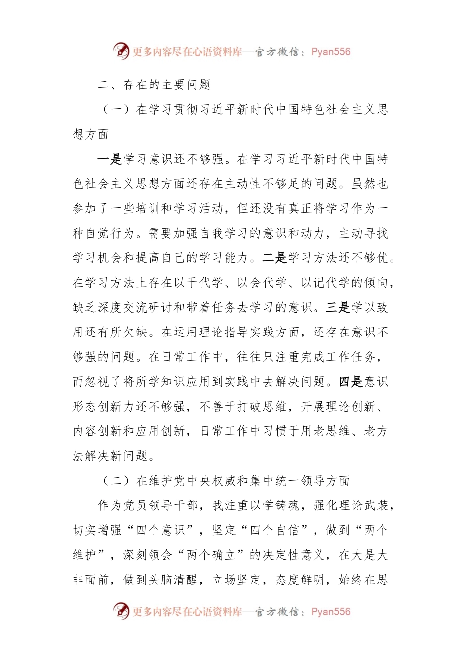 常务副县长2023年度主题教育专题民主生活会个人对照检查材料.docx_第2页
