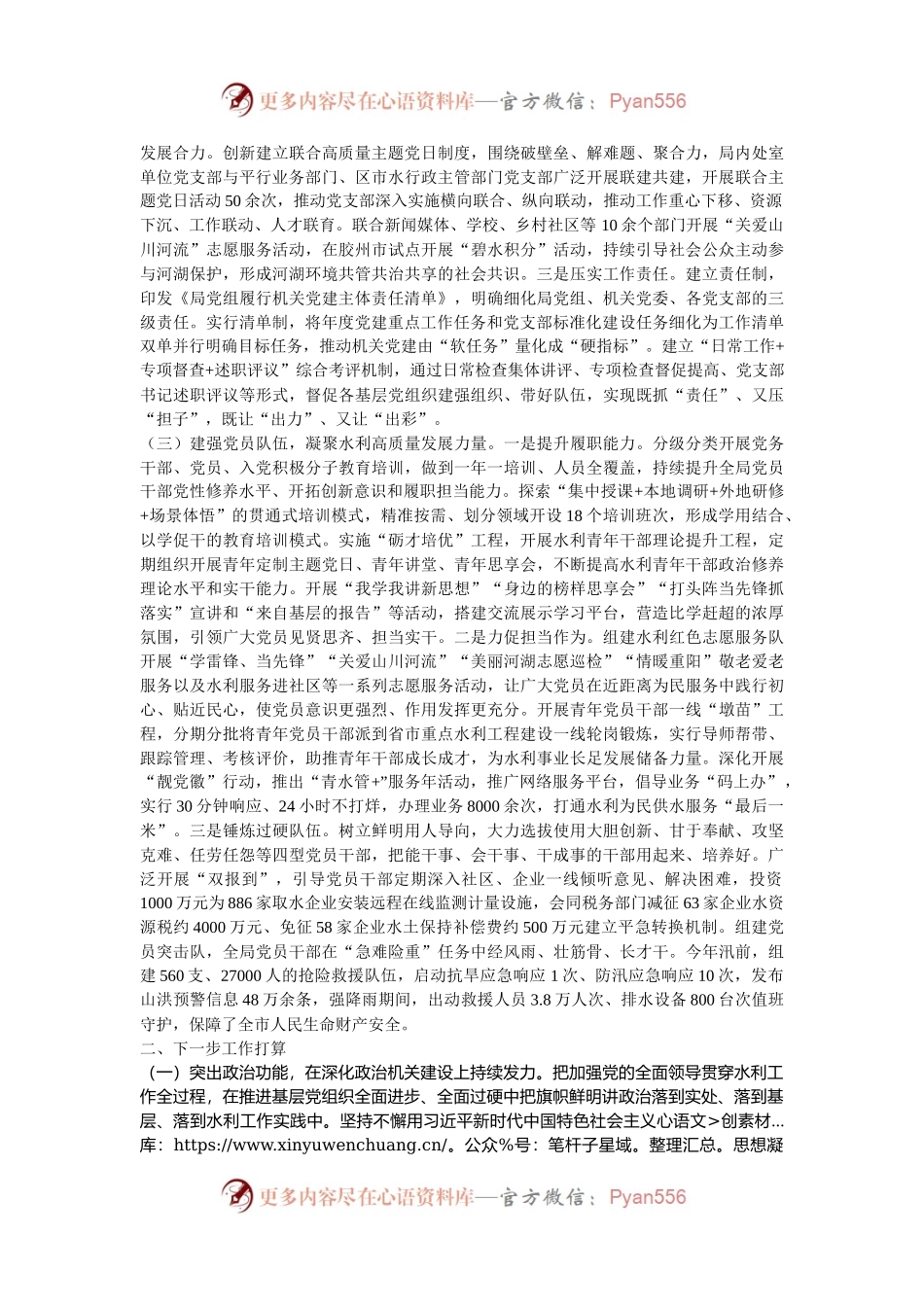 市水利局党组2024年抓基层党建工作述职报告.docx_第2页