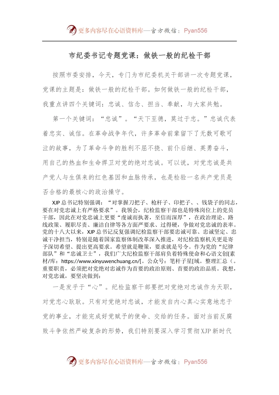 市纪委书记专题党课：做铁一般的纪检干部.docx_第1页