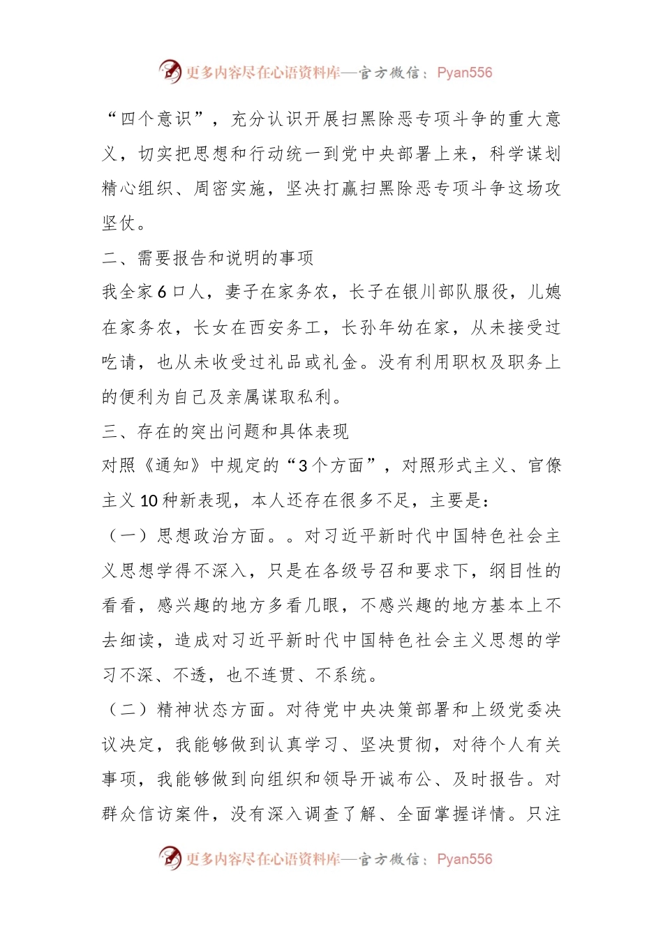 扫黑除恶专题民主生活会个人对照检查材料.docx_第2页