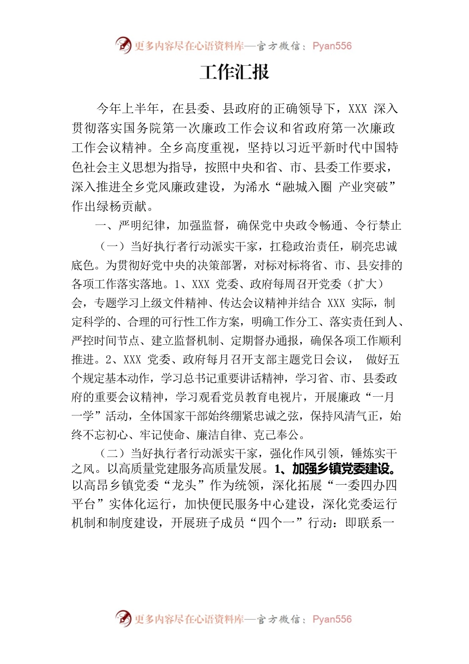 廉政工作报告(202307).docx_第1页