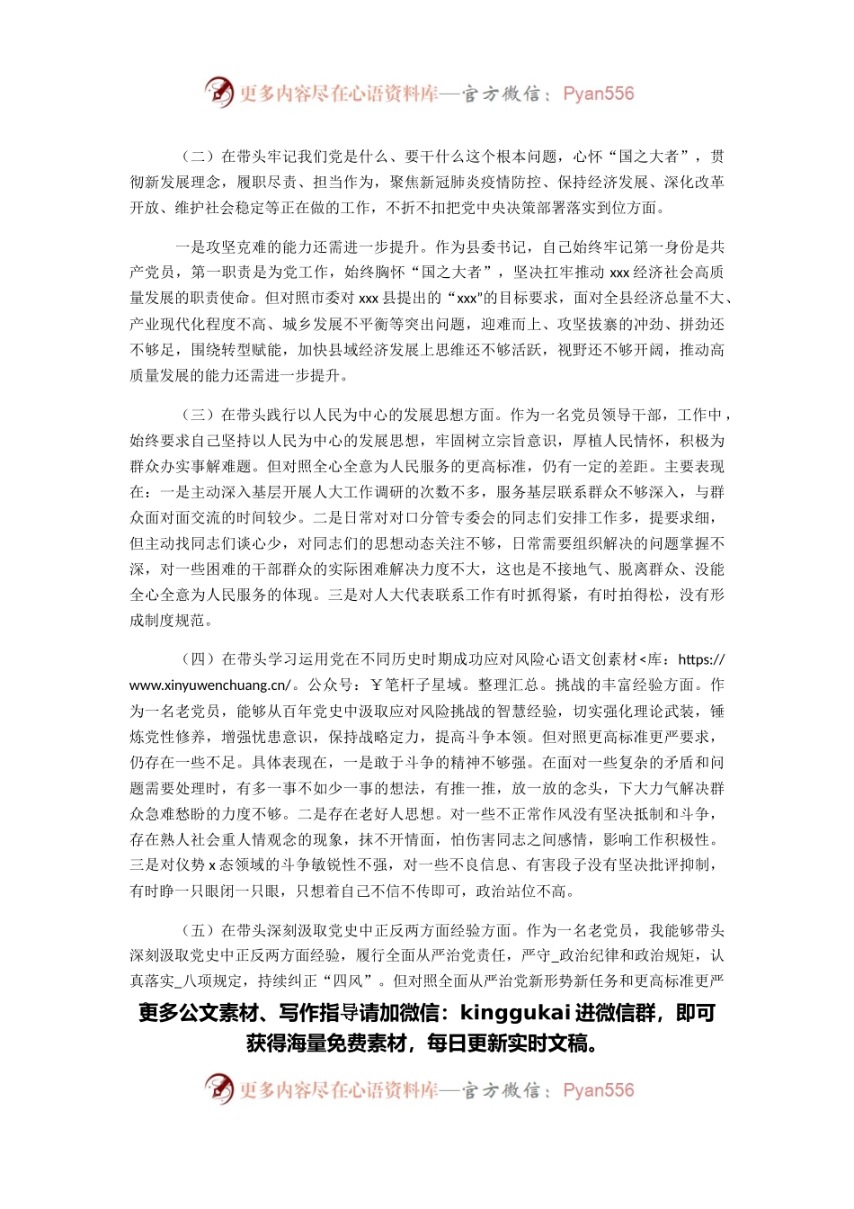 市委宣传部长党史学习教育专题民主生活会“五个带头”对照检查发言材料.docx_第2页