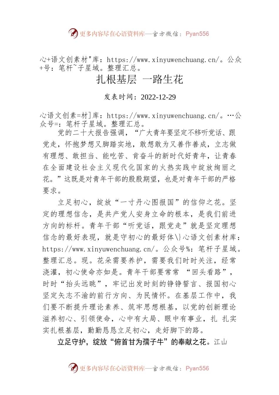 扎根基层 一路生花.docx_第1页