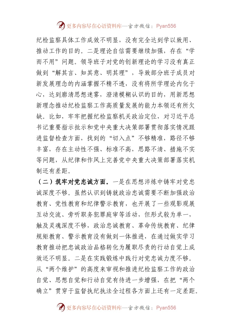 市纪委监委领导班子2023年度专题民主生活会对照检查材料.docx_第2页