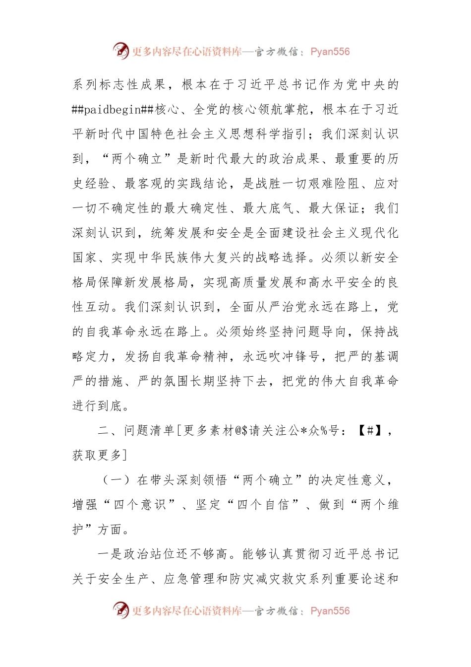 市应急管理局领导班子2022年度民主生活会对照检查材料.docx_第2页