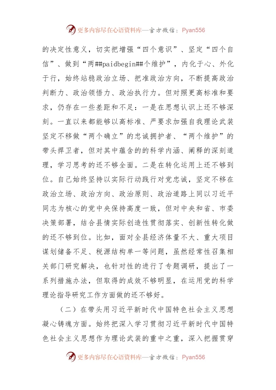 常务副县长2022年度民主生活会发言提纲.docx_第2页