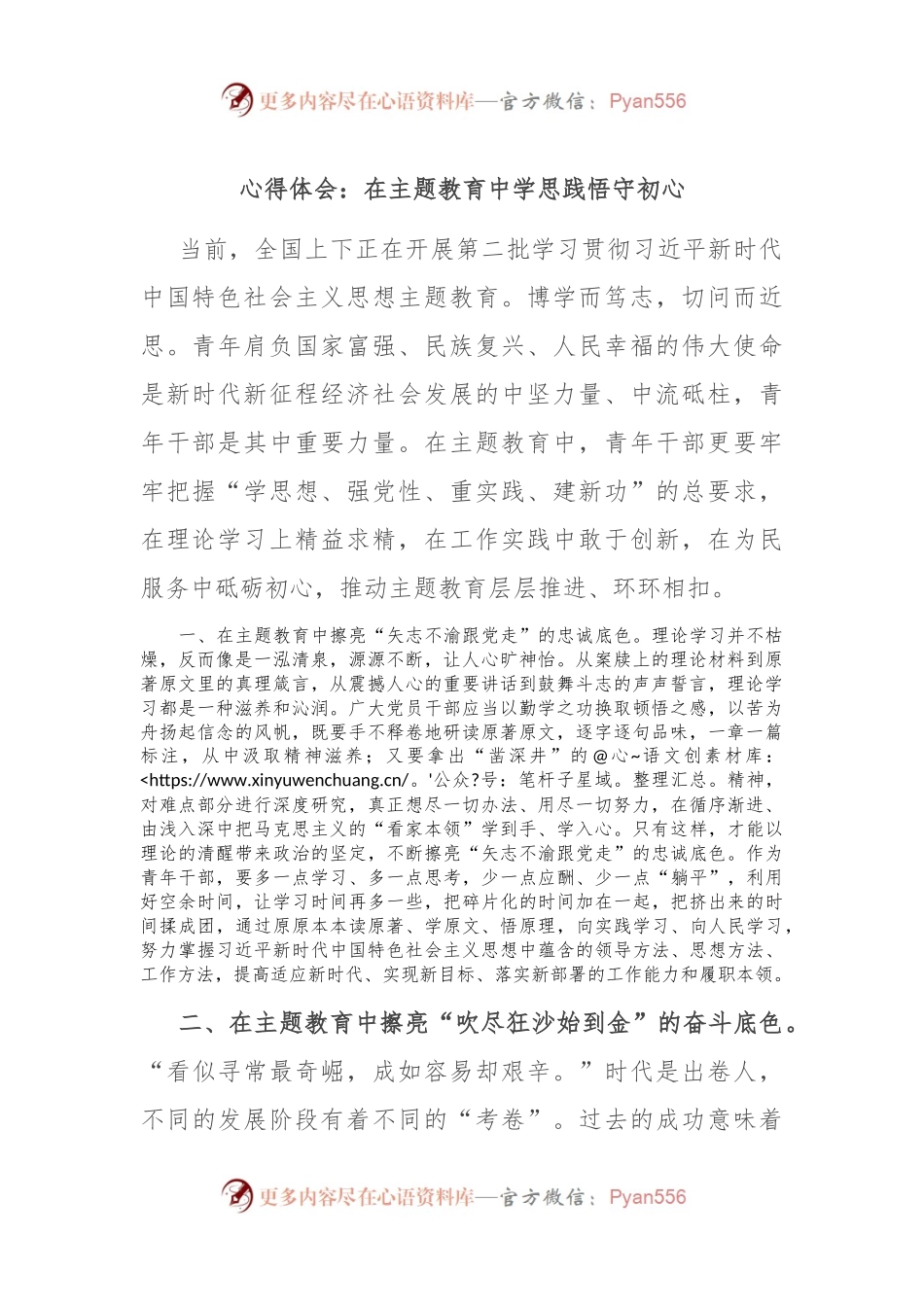心得体会：在主题教育中学思践悟守初心.docx_第1页