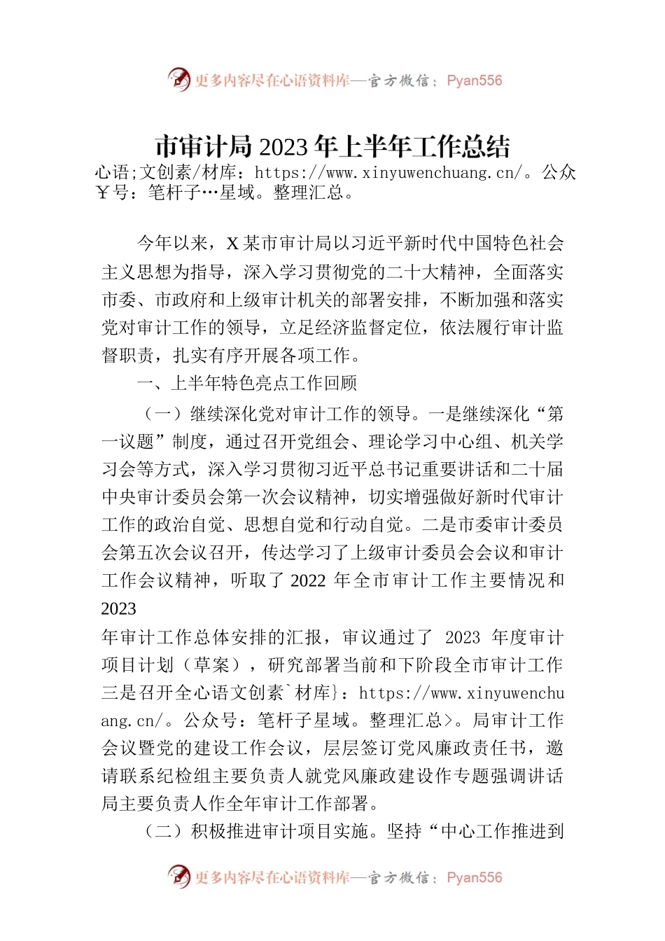 市审计局2023年上半年工作总结（20230706）.docx_第1页