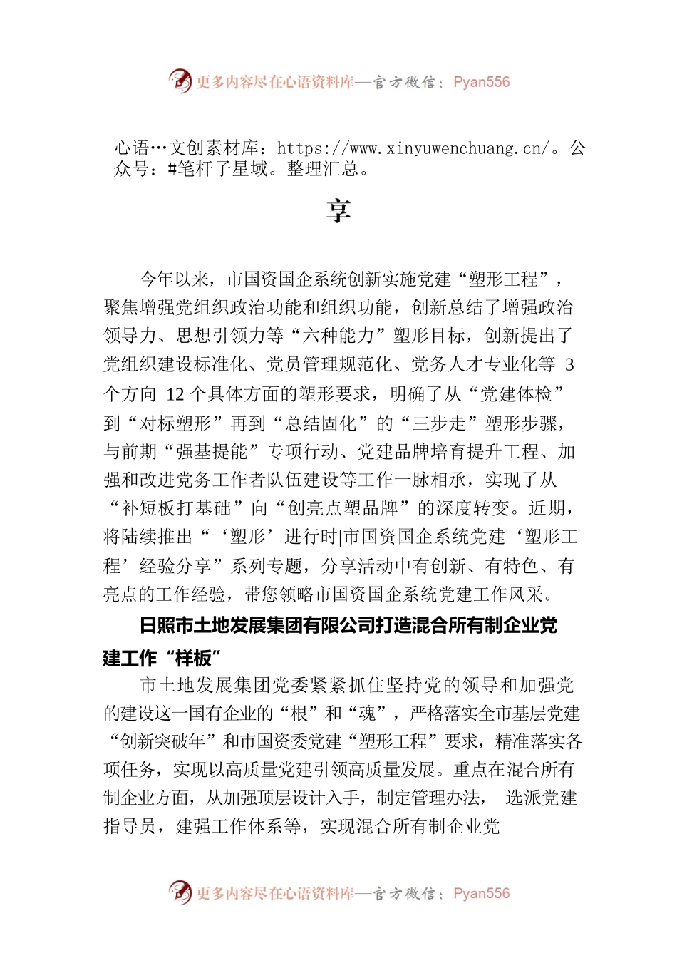 市国资国企系统党建“塑形工程”经验分享.docx_第1页