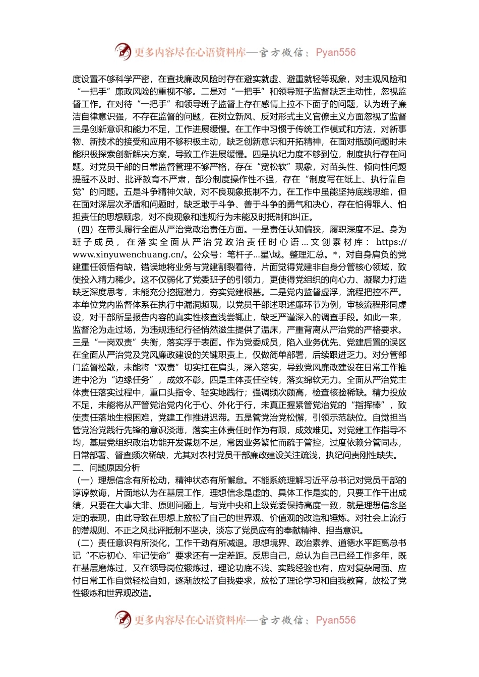 市直单位党员干部2024年度民主生活会、组织生活会对照检查材料（围绕“四个带头”）.docx_第2页
