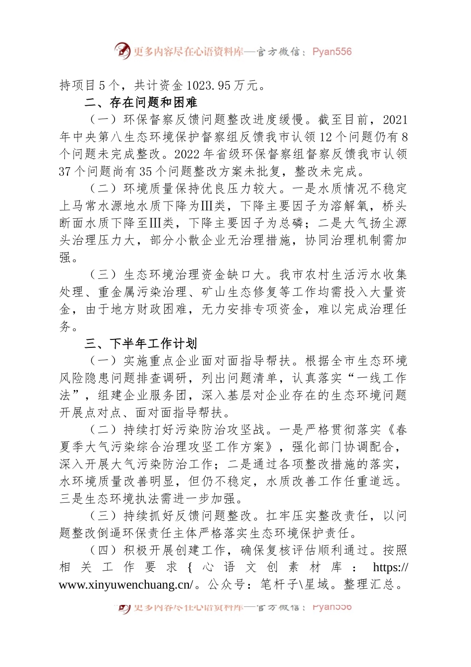市生态环境局分局2023上半年工作总结和下半年工作计划.docx_第2页