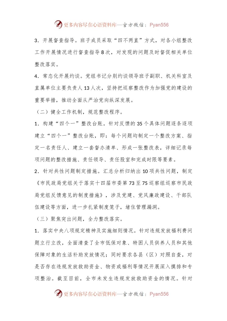 市民政局2024年巡察整改进展情况工作报告.docx_第2页