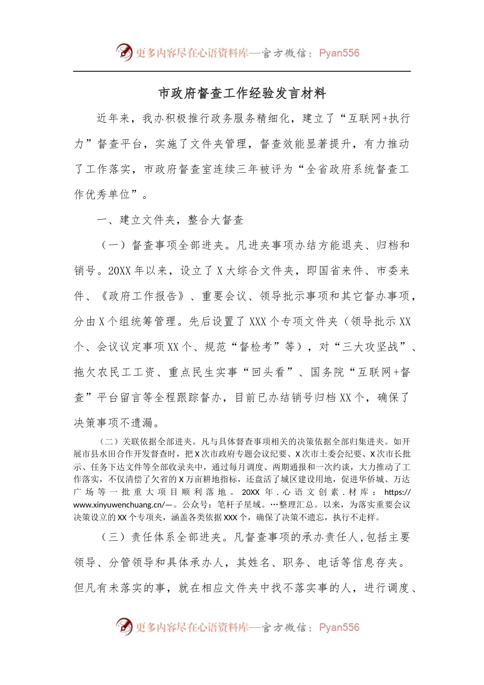 市政府督查工作经验发言材料.docx_第1页