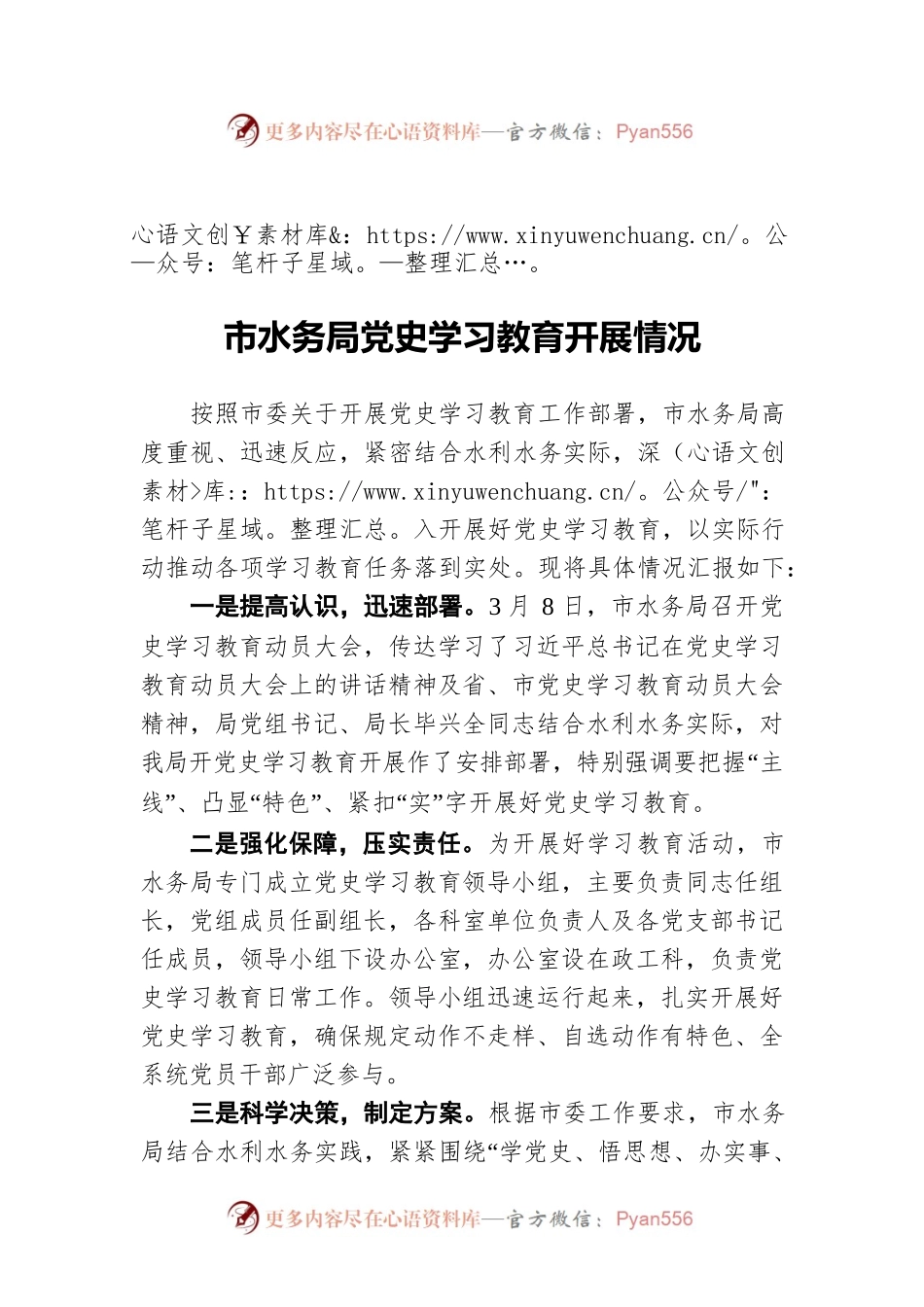 市水务局党史学习教育开展情况.docx_第1页