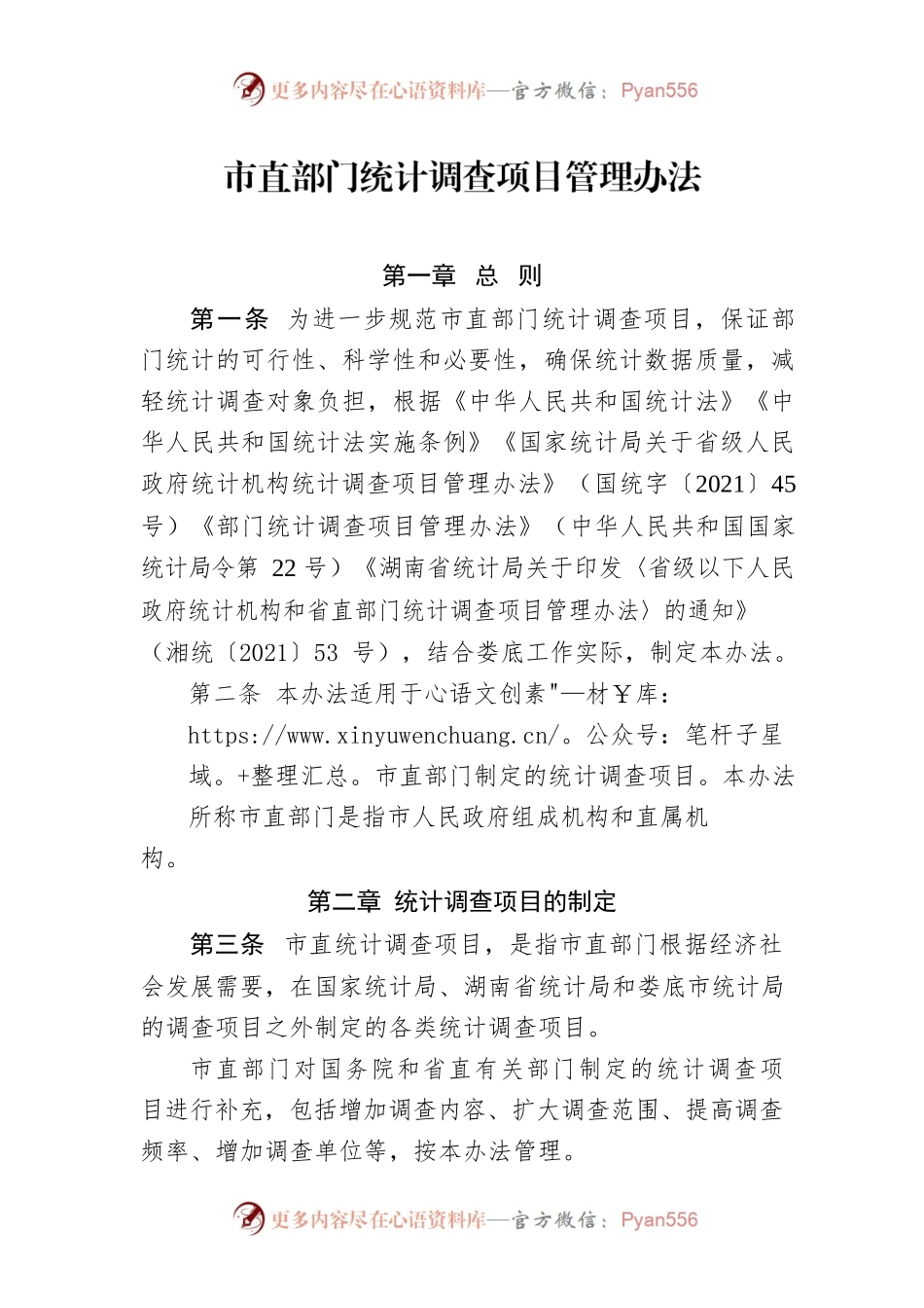 市直部门统计调查项目管理办法.docx_第1页