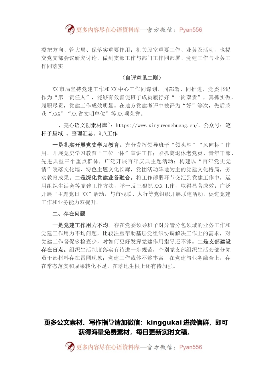 市直部门2021年党建工作自评意见二则.docx_第2页