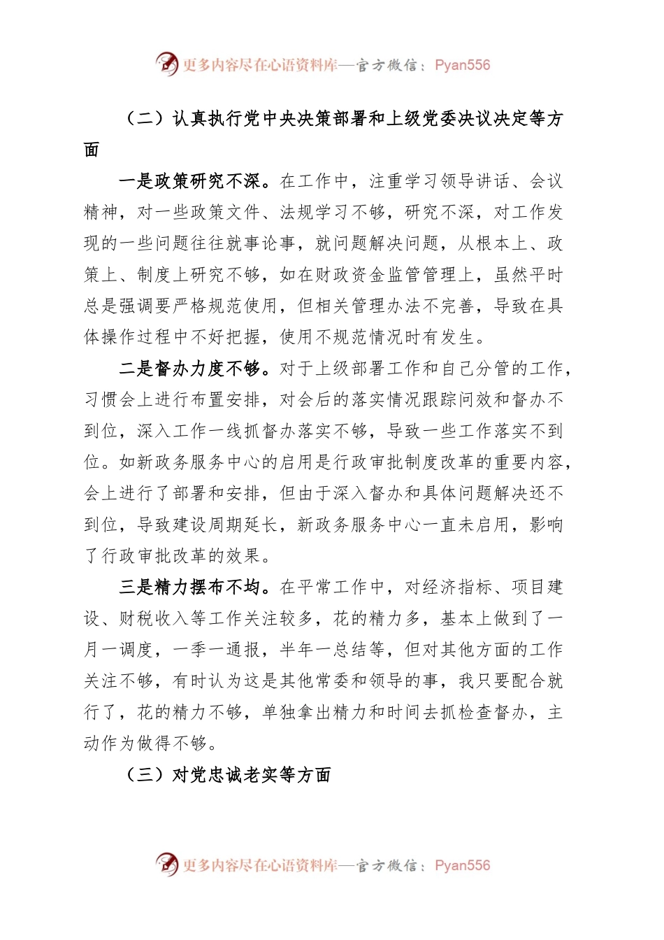常务副县长民主生活会个人对照检查材料党的二十大精神x思想检视剖析发言提纲.docx_第2页