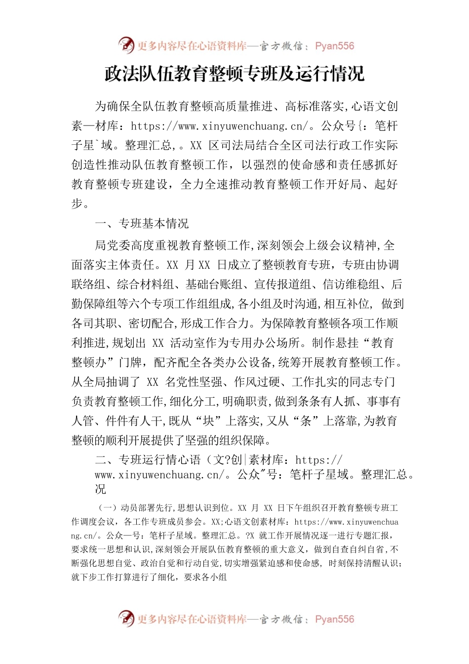 政法队伍教育整顿专班及运行情况.docx_第1页
