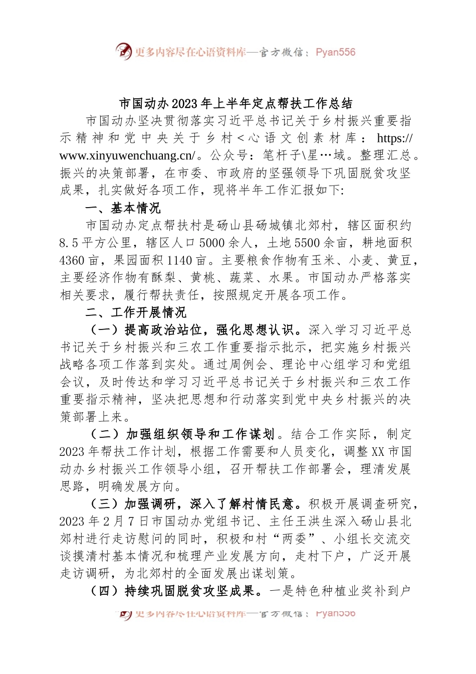 市国动办2023年上半年定点帮扶工作总结.docx_第1页
