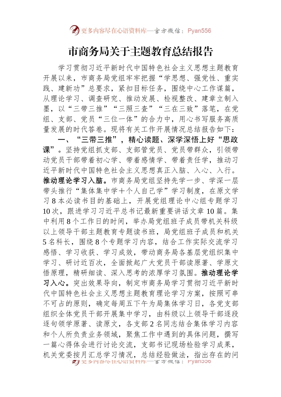 市商务局关于主题教育总结报告.docx_第1页