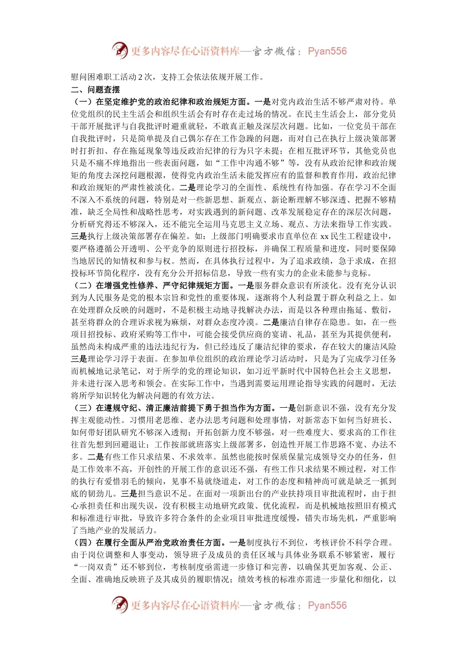 市直单位党组书记2024年民主生活会个人对照检查发言材料（四个带头）.docx_第2页