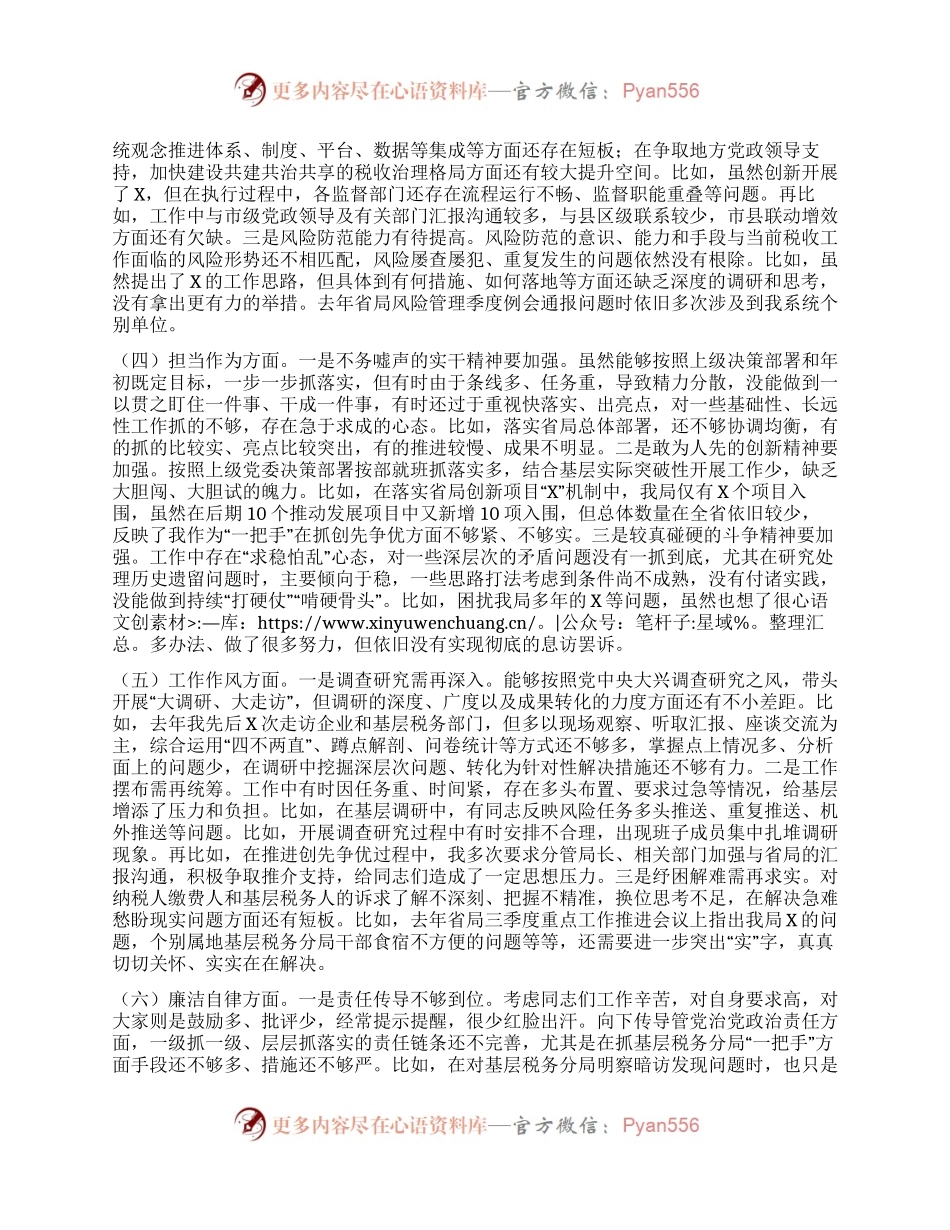 市税务局长2023年主题教育专题民主生活会对照检查材料.docx_第2页