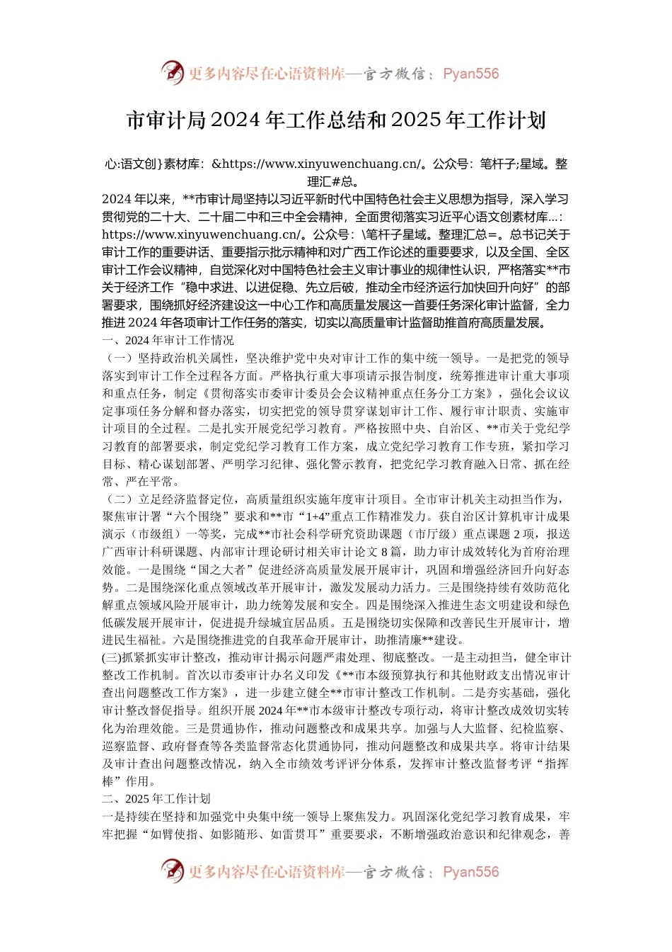 市审计局2024年工作总结和2025年工作计划.docx_第1页