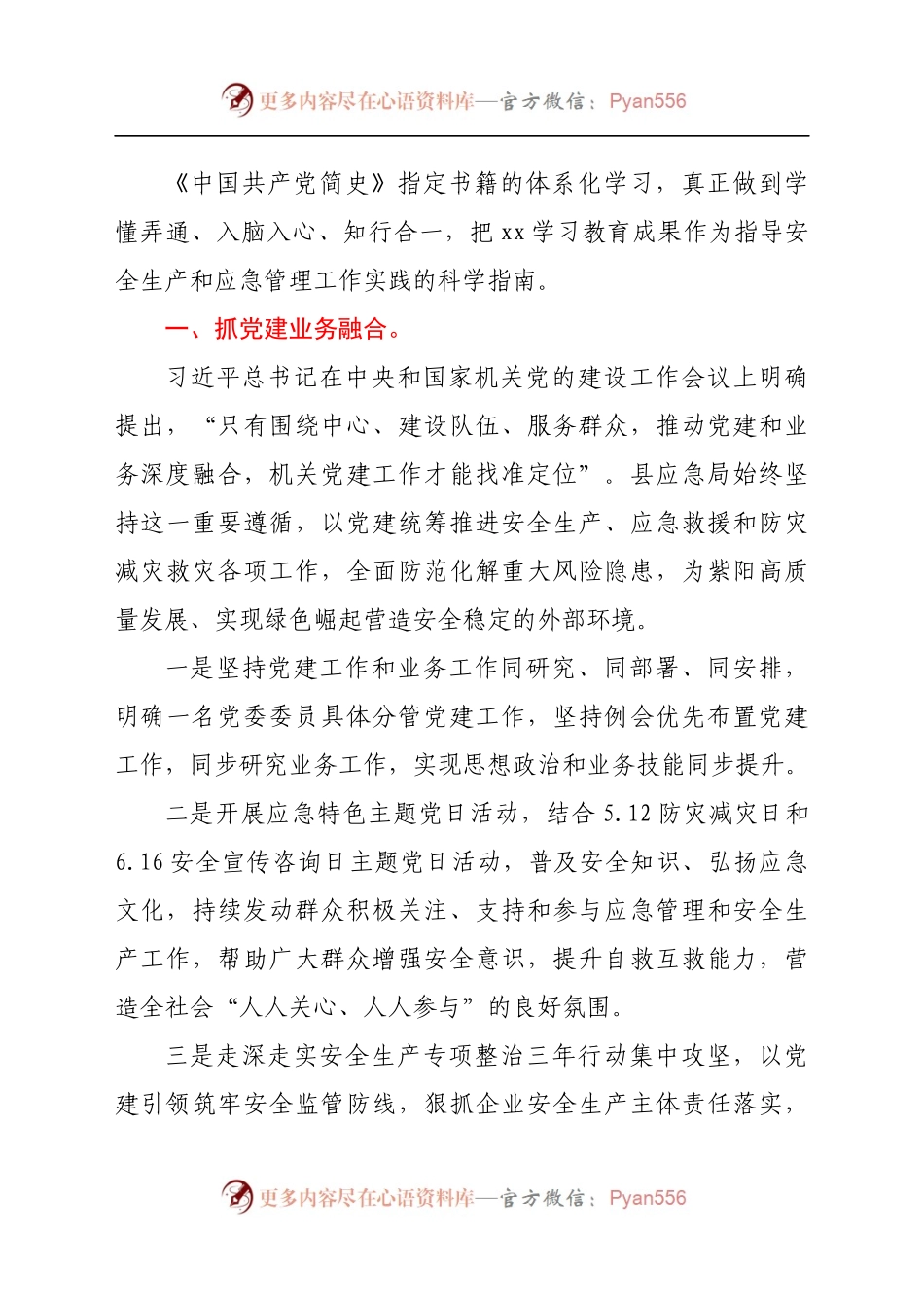 应急管理系统党建工作总结汇报.docx_第1页