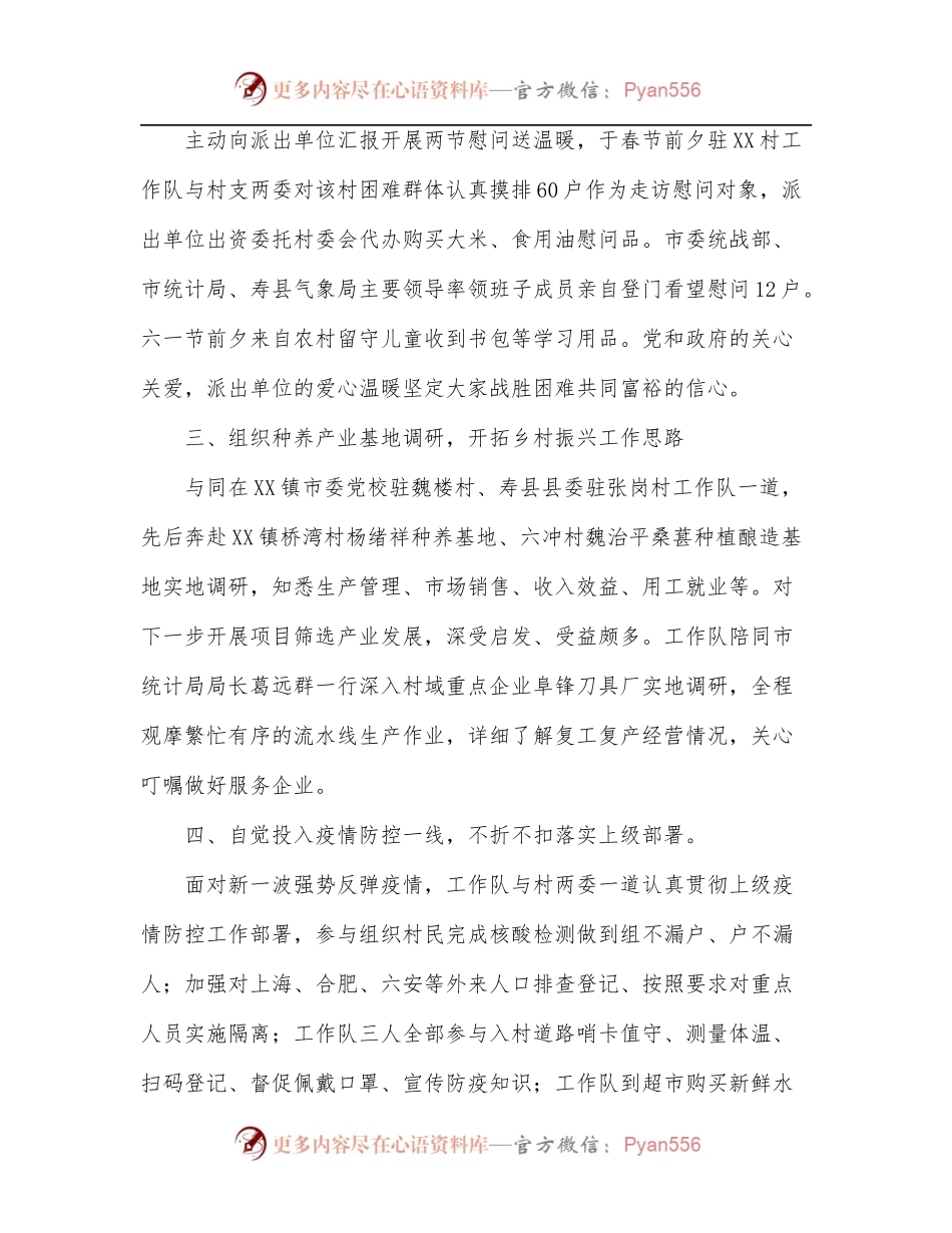 市统计局驻村工作队2022年上半年工作总结[2].docx_第2页