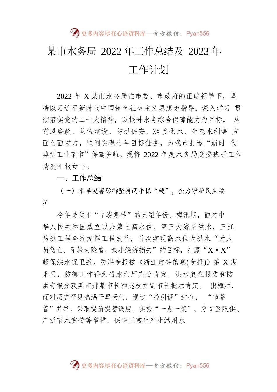 市水务局2022年工作总结及2023年工作计划.docx_第1页