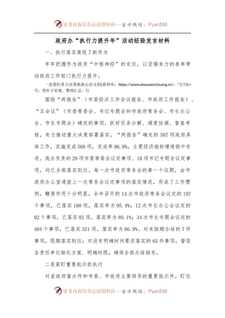 政府办“执行力提升年”活动经验发言材料.docx_第1页