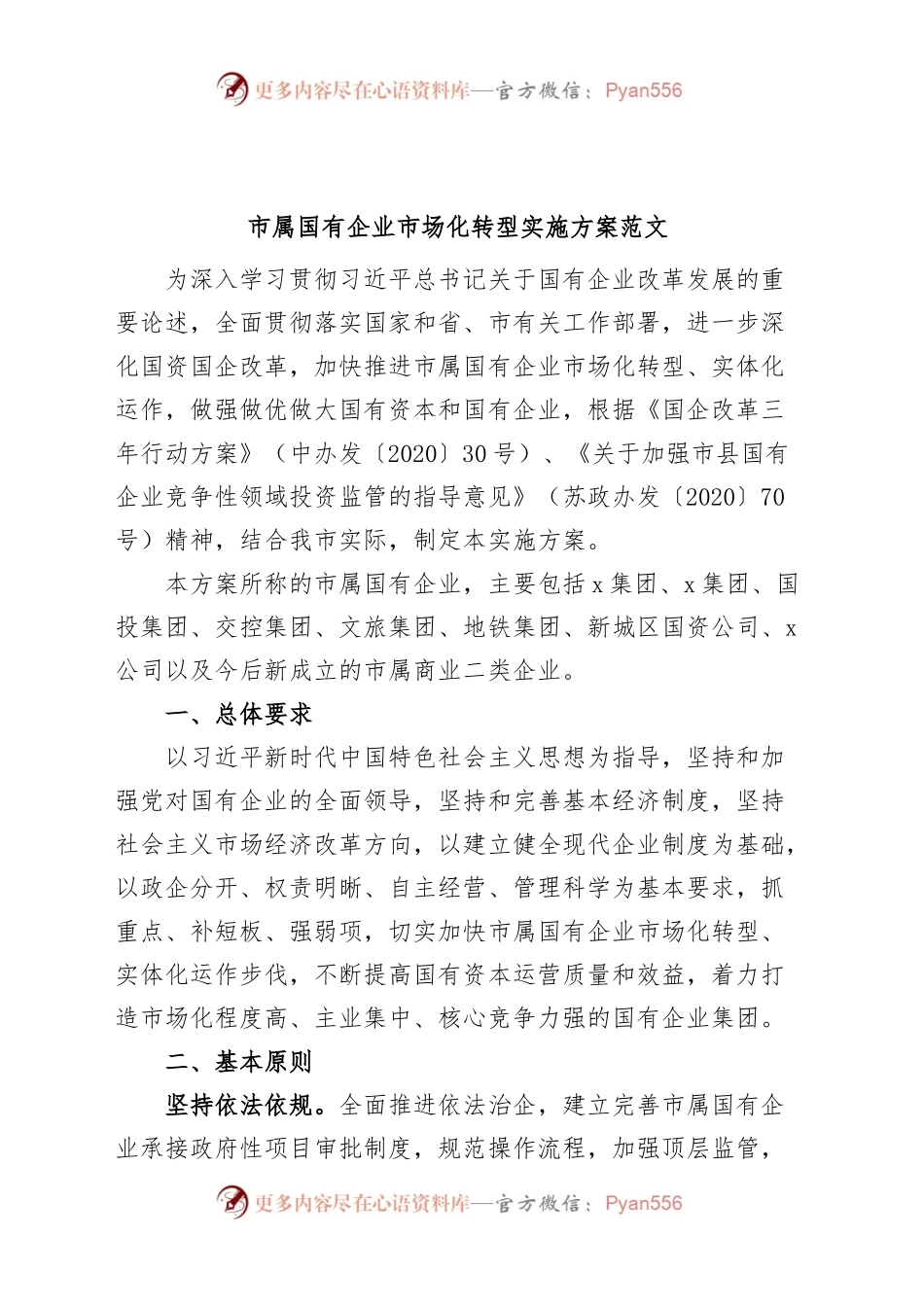 市国有企业市场化转型实施方案（集团公司）.docx_第1页