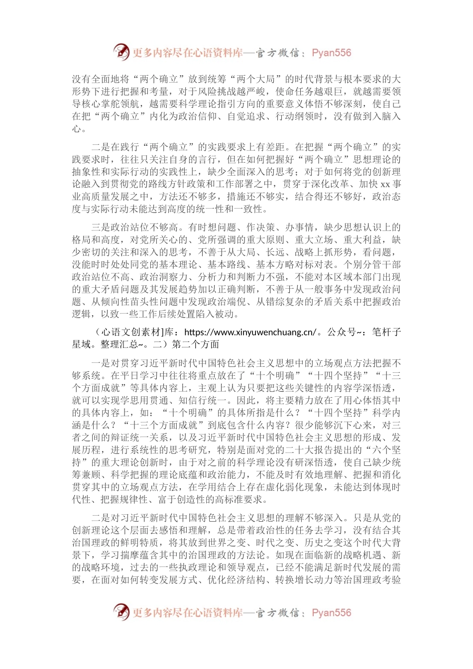 市直部门班子成员2022年度党员领导干部民主生活会个人对照检查材料（二）.docx_第2页