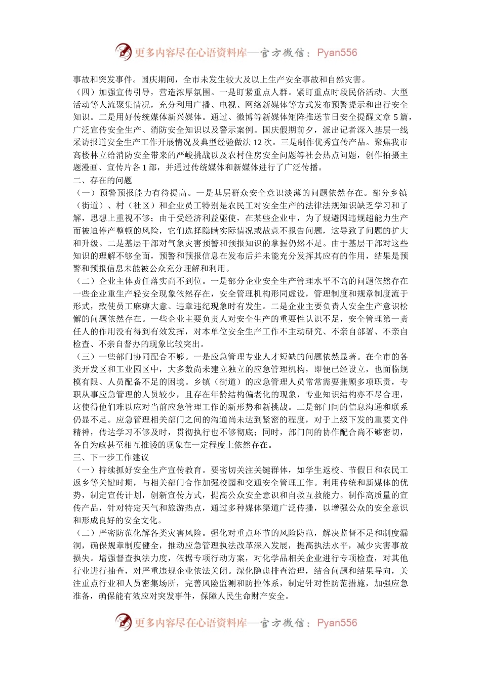 市应急管理局2024年国庆期间安全生产工作总结.docx_第2页