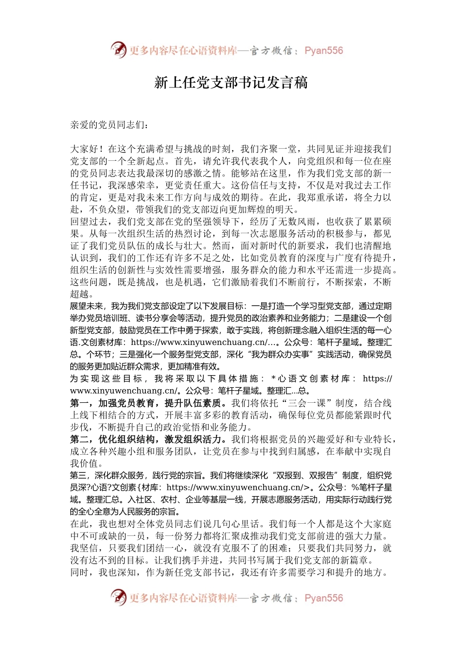 新上任党支部书记发言稿.docx_第1页