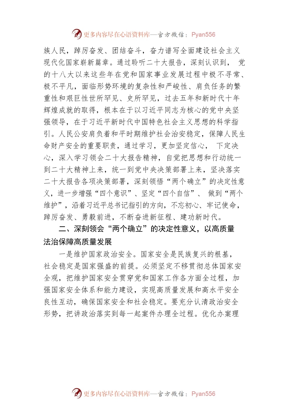 市局负责人党委中心组研讨讲话：深刻领会“两个确立”切实做到“两个维护”，不断推动公安工作高质量发展.docx_第2页